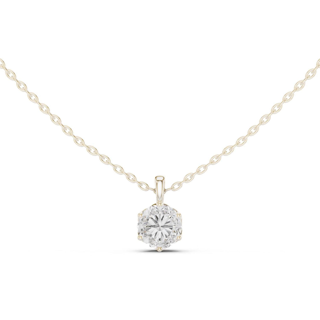 Round Moissanite Six-Prong Solitaire Necklace – 925 Sterling Silver, 18K Gold Vermeil