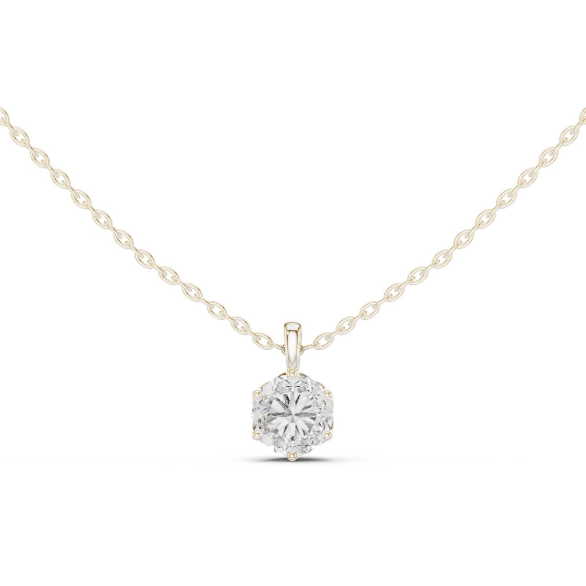 Round Moissanite Six-Prong Solitaire Necklace – 925 Sterling Silver, 18K Gold Vermeil