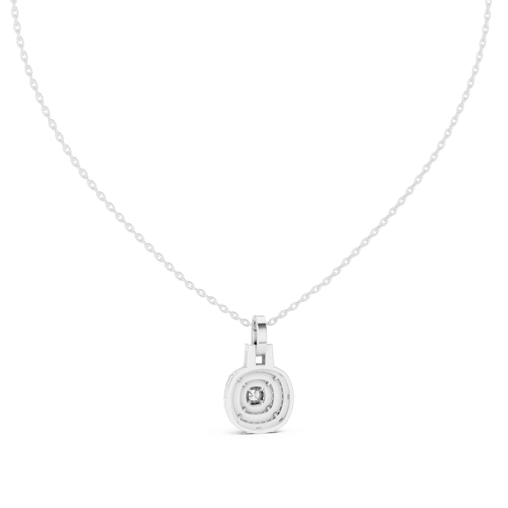 Cushion Moissanite Triple-Halo Pendant Necklace – 925 Sterling Silver, 18K Gold Vermeil