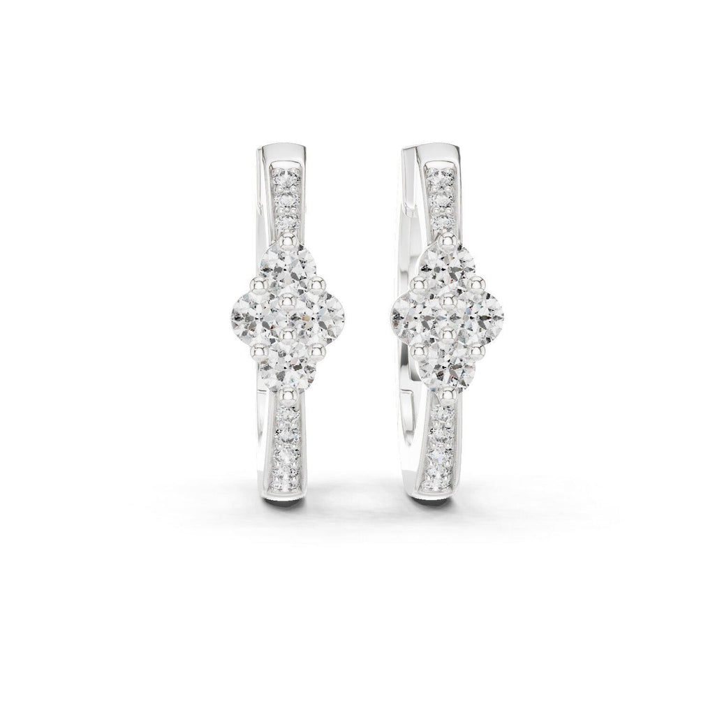 Moissanite Cluster Station Hoop Earrings – 925 Sterling Silver, 18K Gold Vermeil