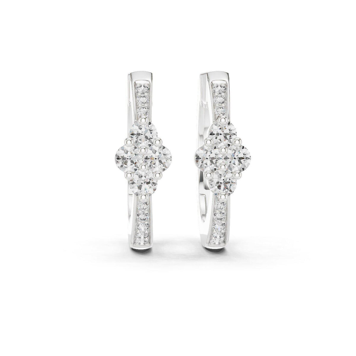 Moissanite Cluster Station Hoop Earrings – 925 Sterling Silver, 18K Gold Vermeil