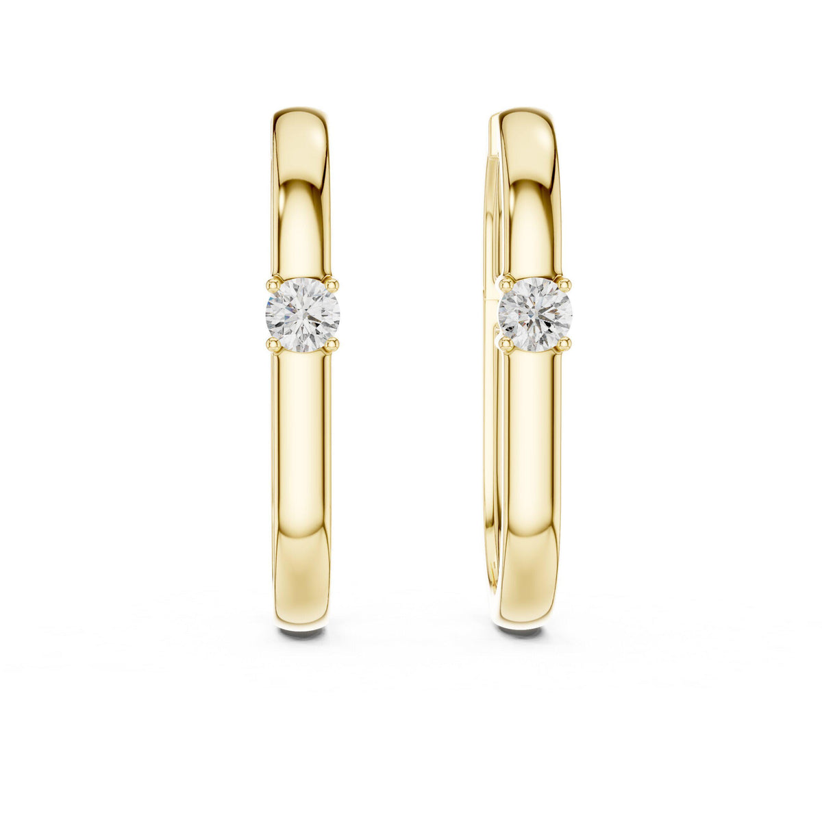 Round Moissanite Solitaire Huggie Hoop Earrings – 925 Sterling Silver, 18K Gold Vermeil