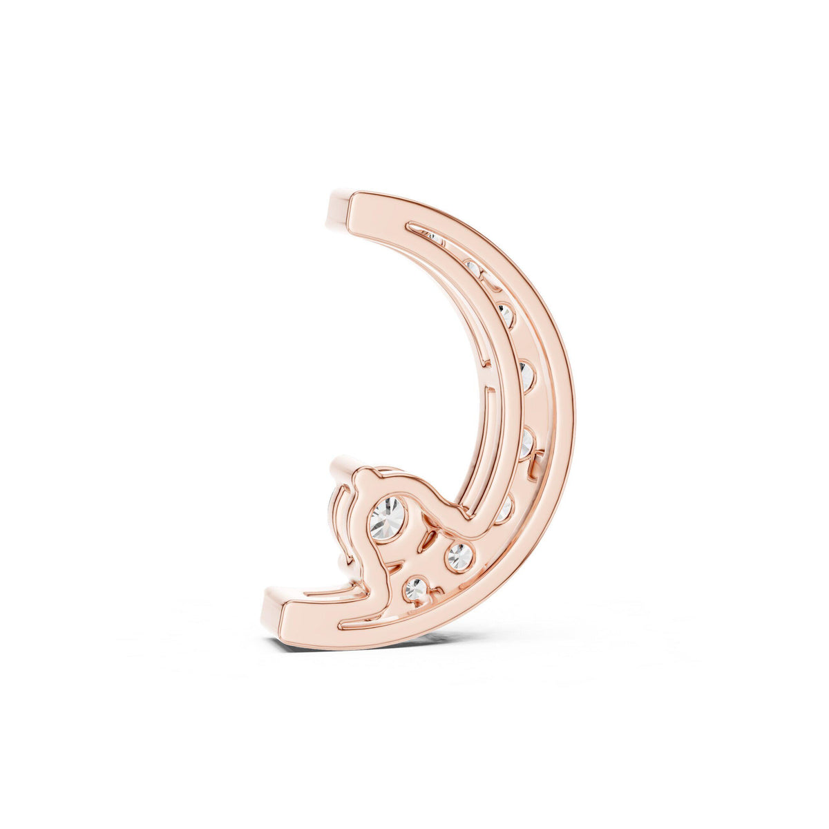Moissanite Crescent Moon Pendant Necklace – 925 Sterling Silver, 18K Gold Vermeil