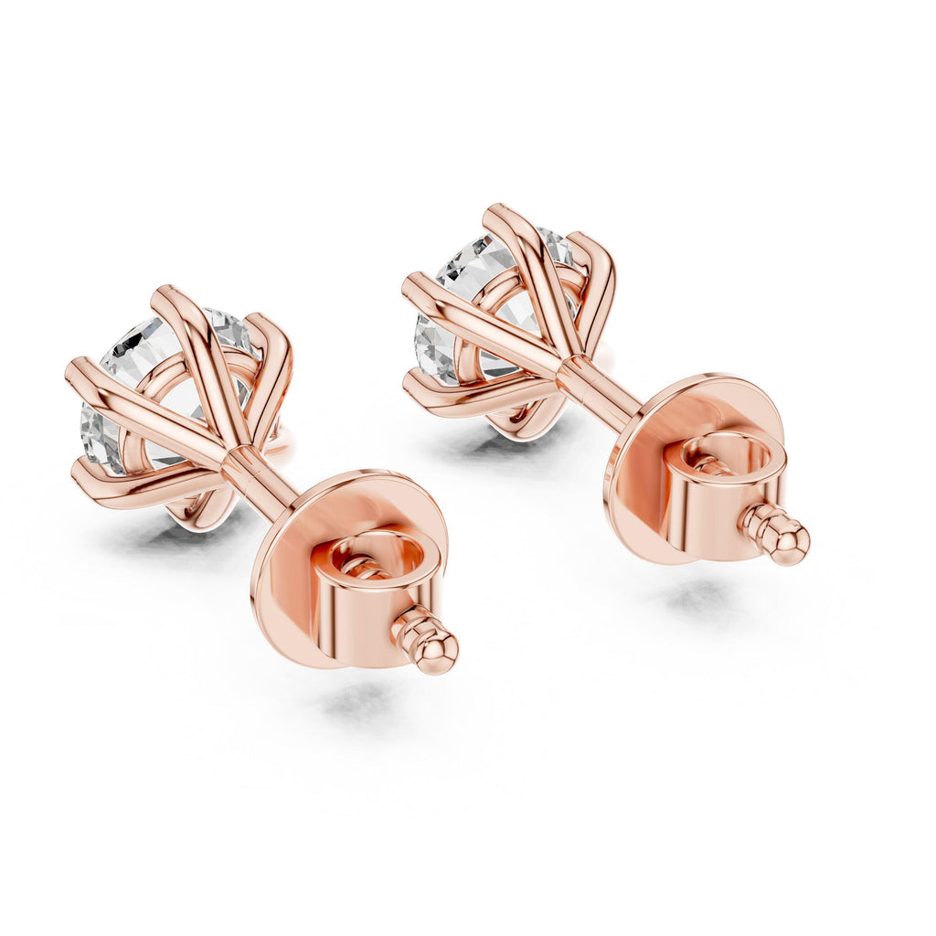 5mm Round Moissanite Six-Prong Stud Earrings – 925 Sterling Silver, 18K Gold Vermeil