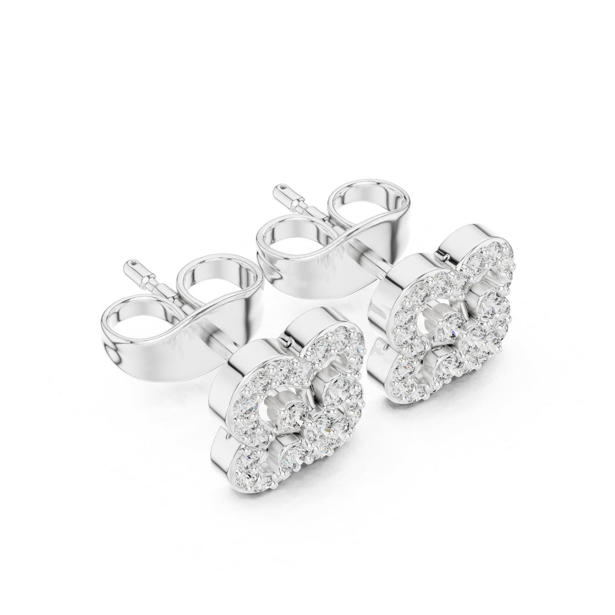 Moissanite Pavé Quatrefoil Stud Earrings – 925 Sterling Silver, 18K Gold Vermeil