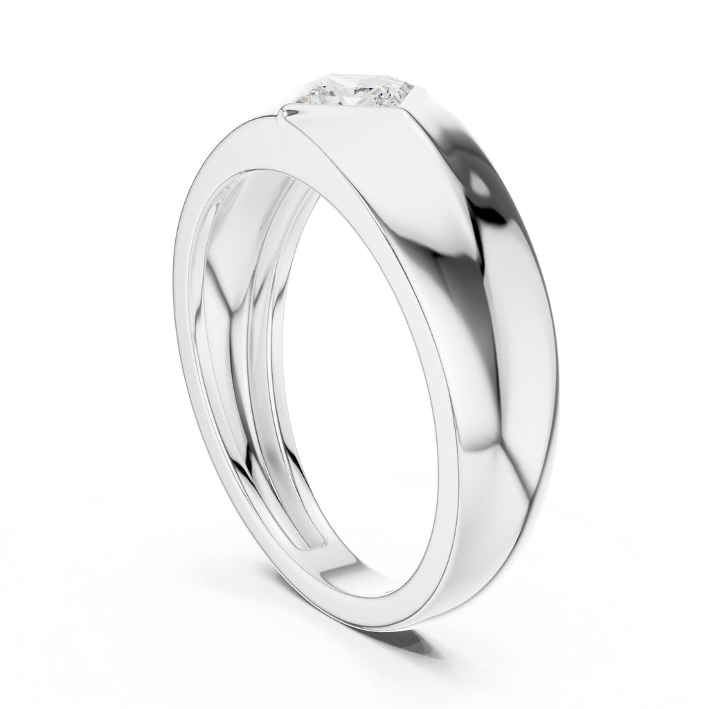 Men's Diamond-Set Princess-Cut Moissanite Ring – 925 Sterling Silver, 18K Gold Vermeil