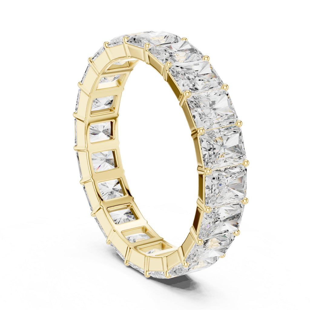 Men's Emerald-Cut Moissanite Eternity Band – 925 Sterling Silver, 18K Gold Vermeil