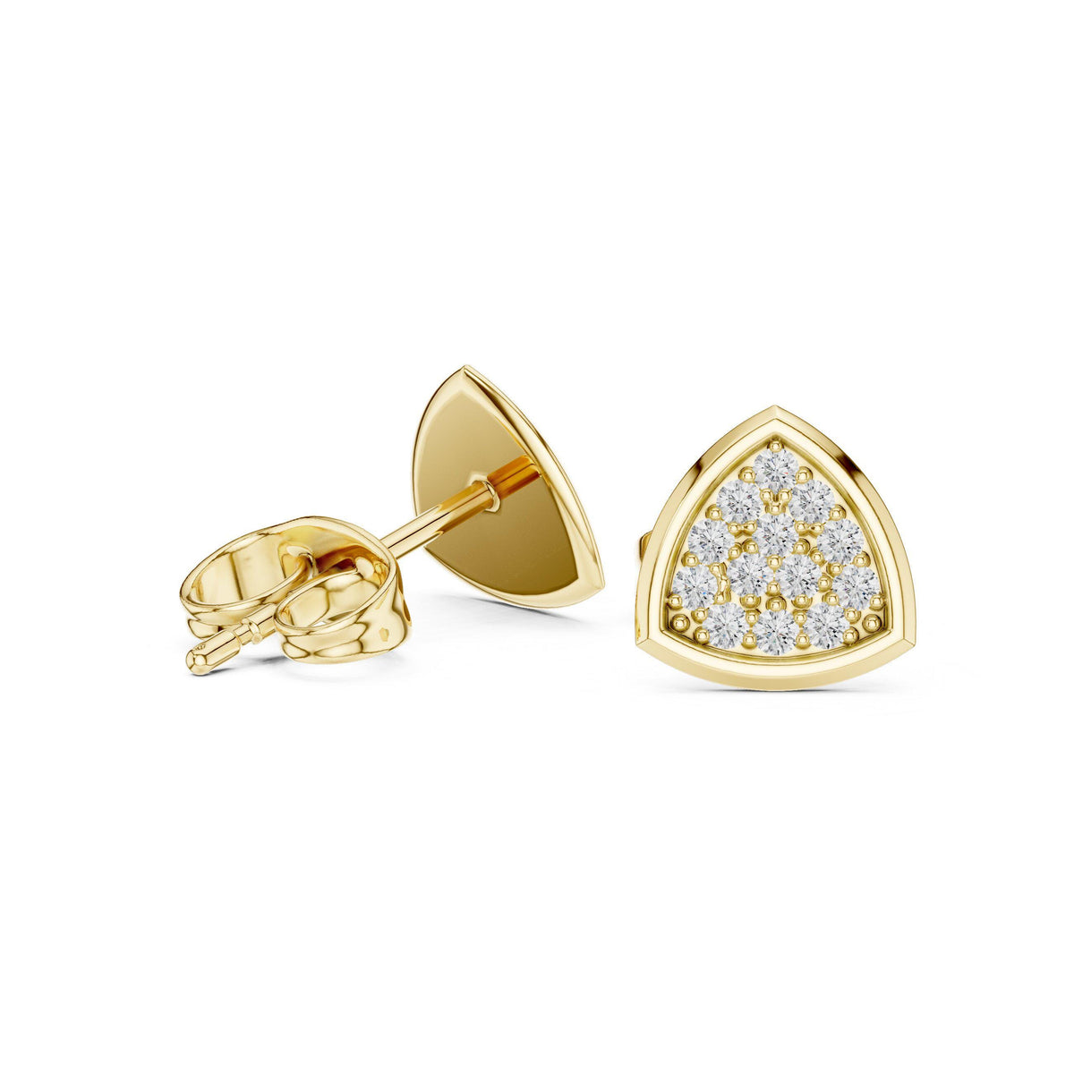 Moissanite Pavé Trillion Stud Earrings – 925 Sterling Silver, 18K Gold Vermeil