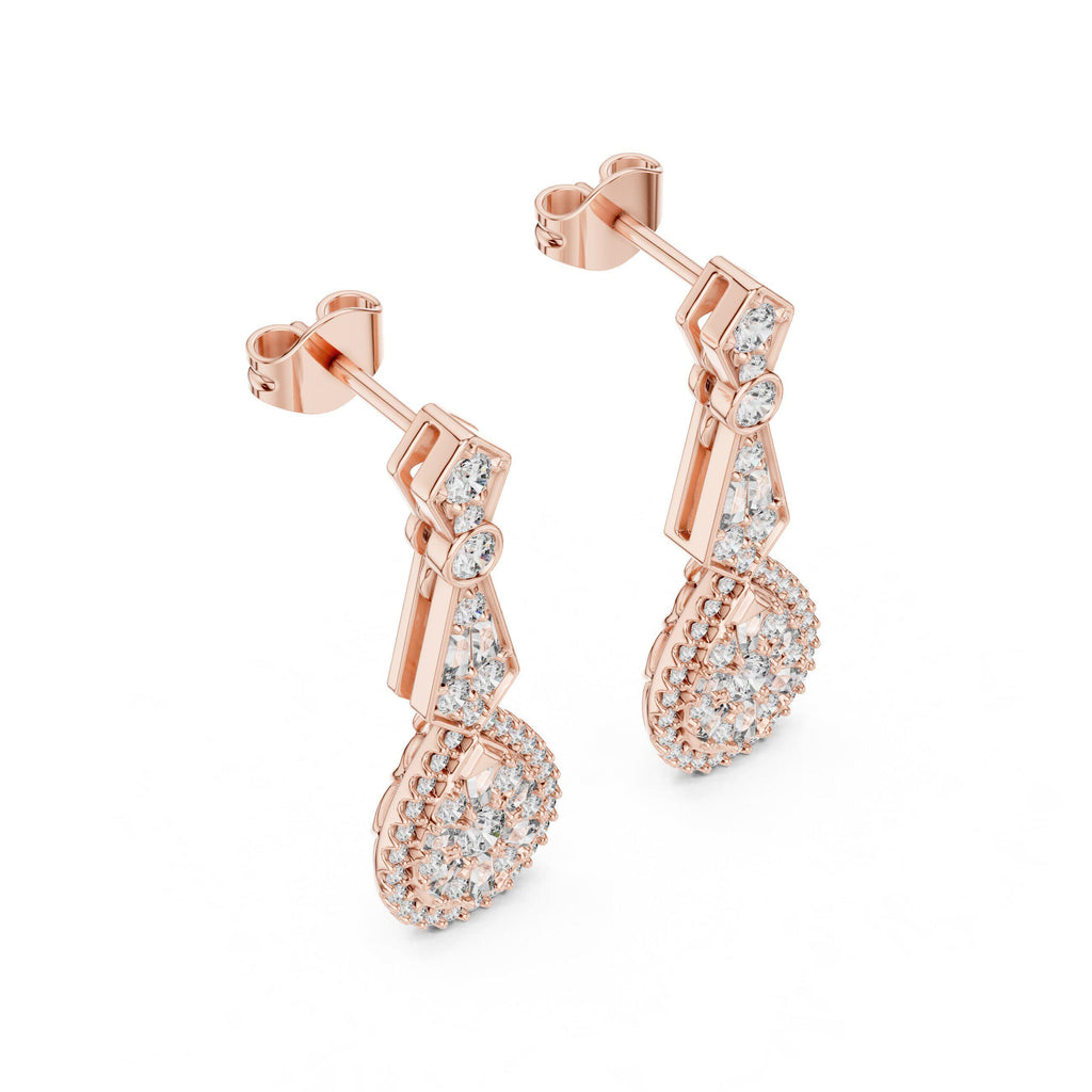 Pear Moissanite Halo Infinity Drop Earrings – 925 Sterling Silver, 18K Gold Vermeil