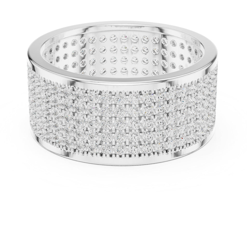 Men's Wide Multi-Row Pavé Moissanite Band – 925 Sterling Silver, 18K Gold Vermeil