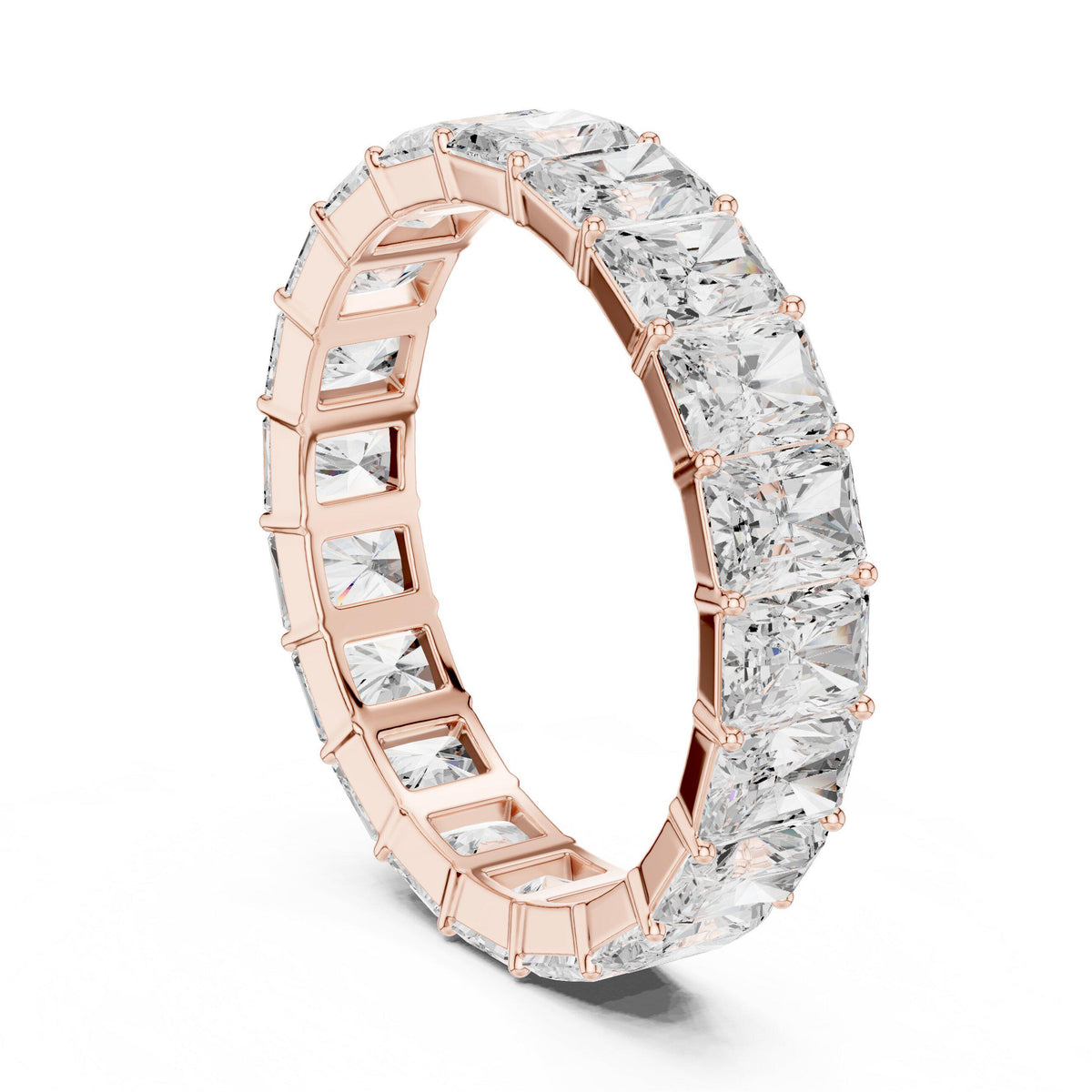 Men's Emerald-Cut Moissanite Eternity Band – 925 Sterling Silver, 18K Gold Vermeil