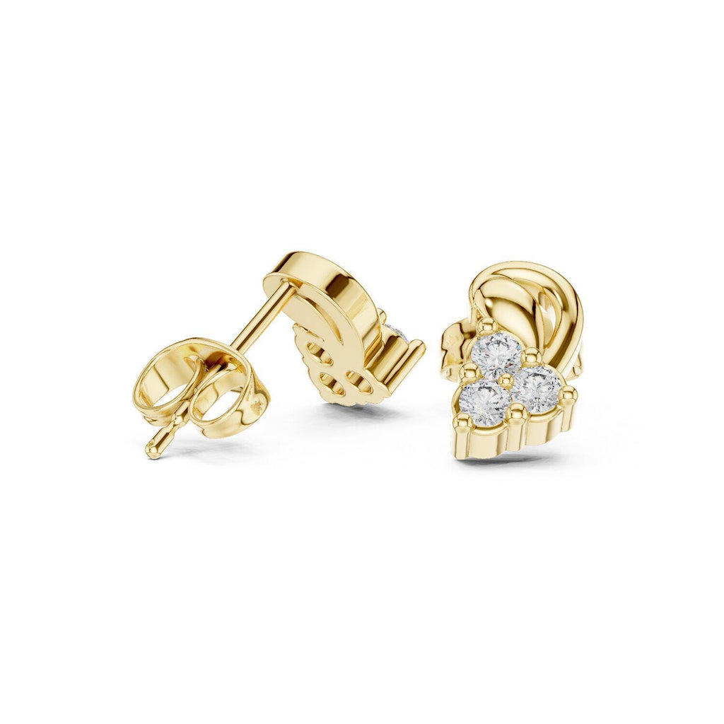Moissanite Paisley Swirl Stud Earrings – 925 Sterling Silver, 18K Gold Vermeil