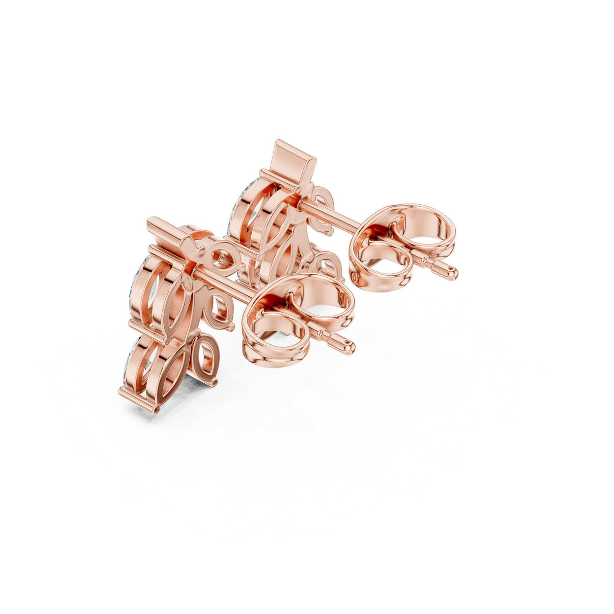 Marquise Moissanite Leaf Vine Stud Earrings – 925 Sterling Silver, 18K Gold Vermeil