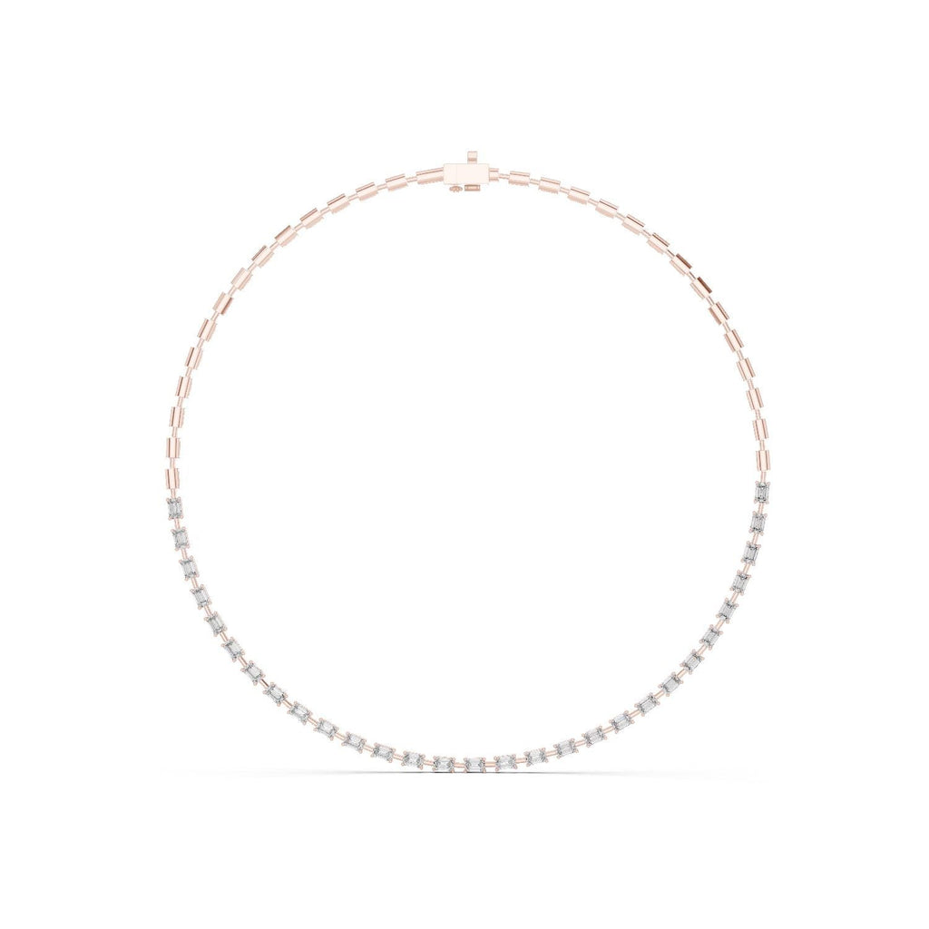 Emerald-Cut Moissanite Station Tennis Necklace – 925 Sterling Silver, 18K Gold Vermeil