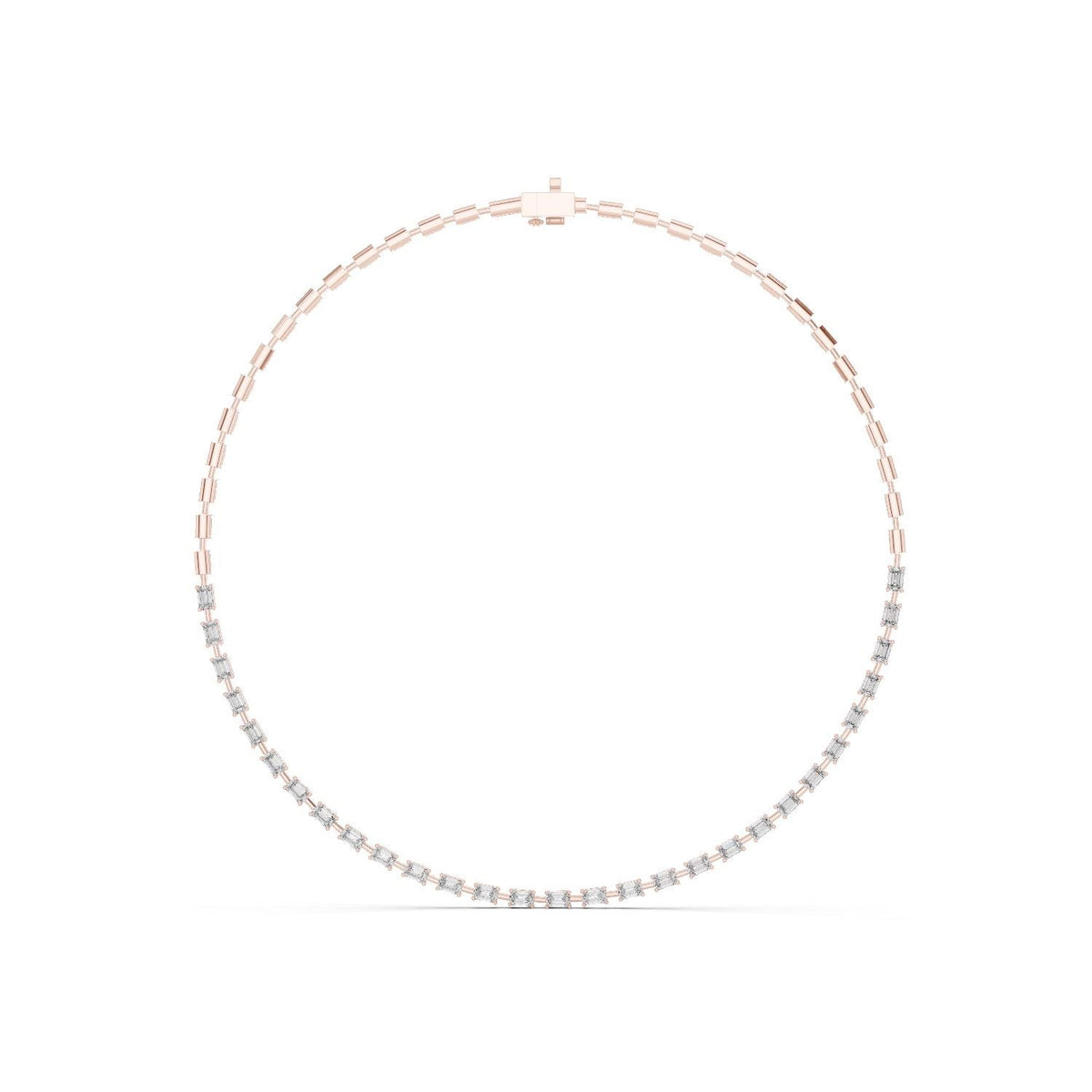 Emerald-Cut Moissanite Station Tennis Necklace – 925 Sterling Silver, 18K Gold Vermeil