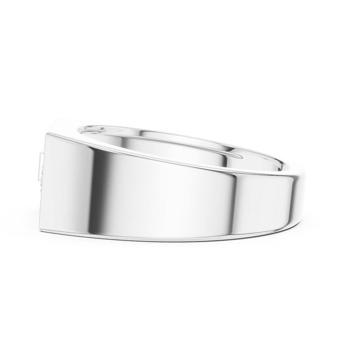 Men's Flat-Top Signet with Pavé Strip and Princess-Cut Accent – 925 Sterling Silver, 18K Gold Vermeil