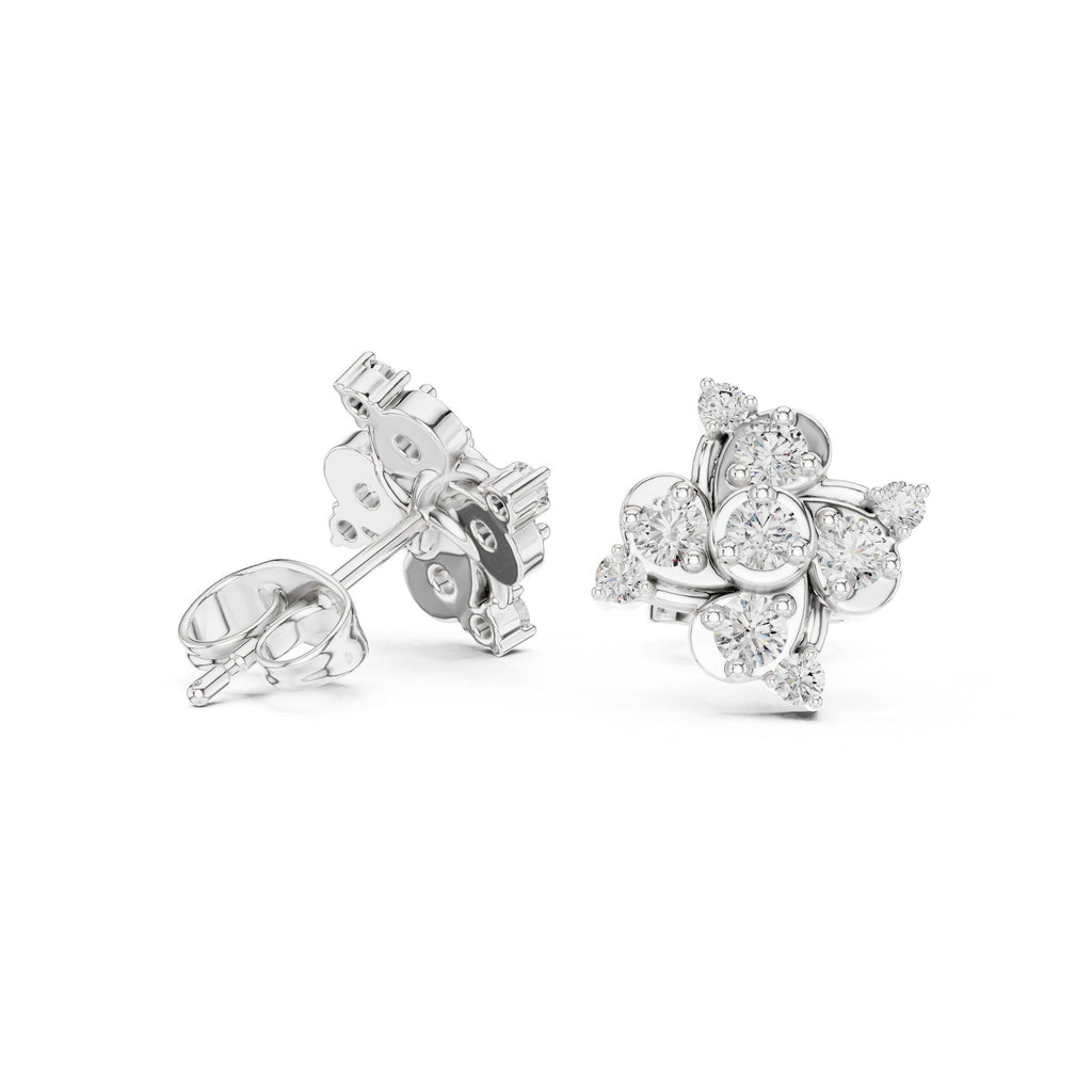 Moissanite Scattered Cluster Stud Earrings – 925 Sterling Silver, 18K Gold Vermeil