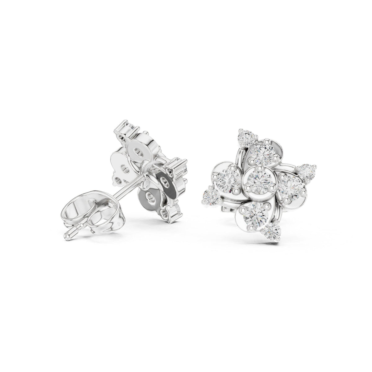 Moissanite Scattered Cluster Stud Earrings – 925 Sterling Silver, 18K Gold Vermeil