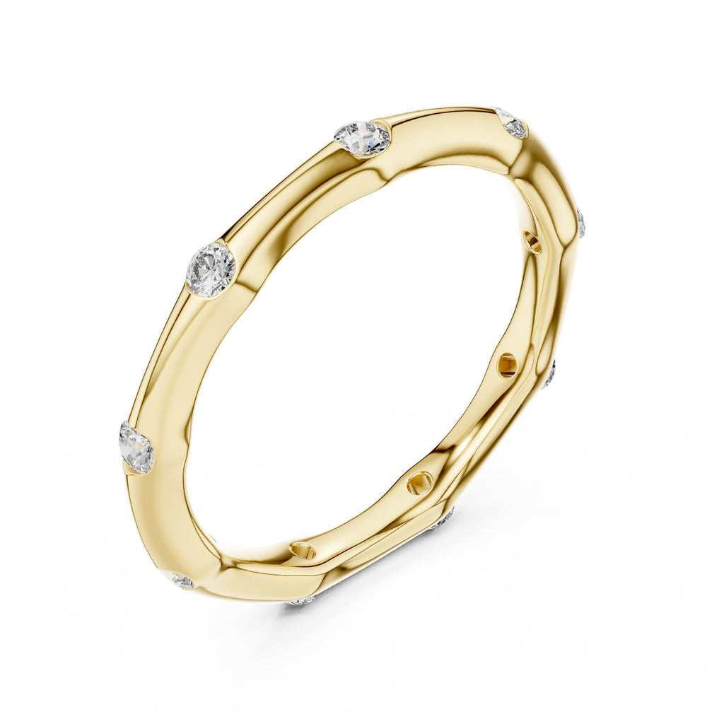 Station-Set Moissanite Stackable Band – 925 Sterling Silver, 18K Gold Vermeil