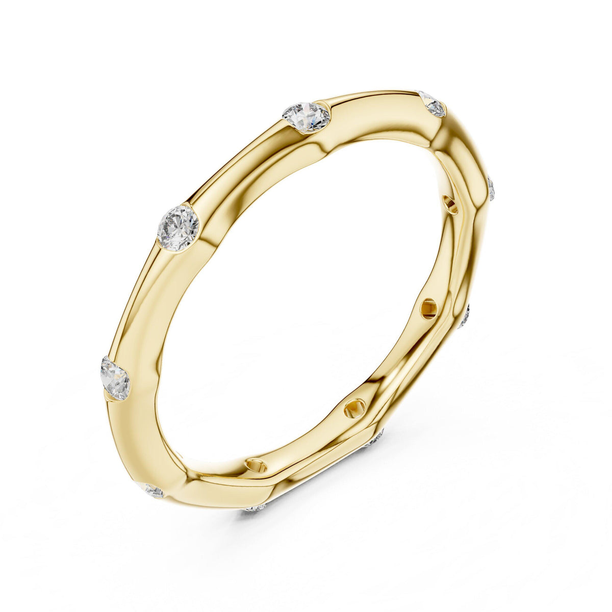 Station-Set Moissanite Stackable Band – 925 Sterling Silver, 18K Gold Vermeil