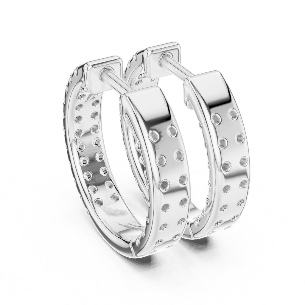 Moissanite Pavé Double-Row Wide Hoop Earrings – 925 Sterling Silver, 18K Gold Vermeil