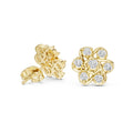 Moissanite Pinwheel Flower Stud Earrings – 925 Sterling Silver, 18K Gold Vermeil