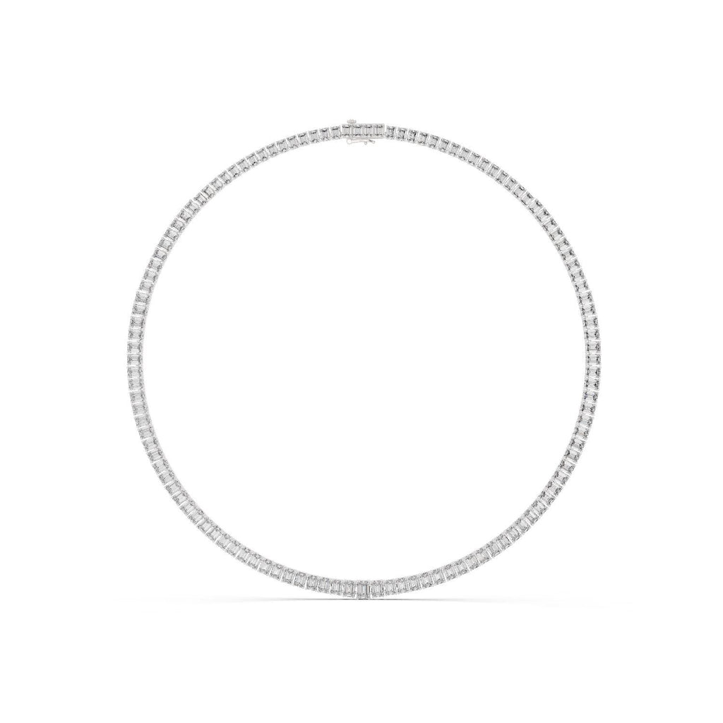 Baguette Moissanite Tennis Necklace – 925 Sterling Silver, 18K Gold Vermeil