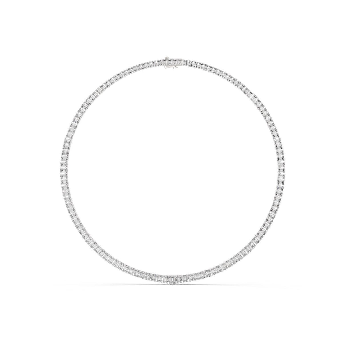 Baguette Moissanite Tennis Necklace – 925 Sterling Silver, 18K Gold Vermeil