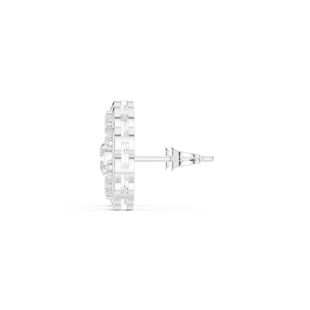 Round Moissanite Oval Filigree Stud Earrings – 925 Sterling Silver, 18K Gold Vermeil