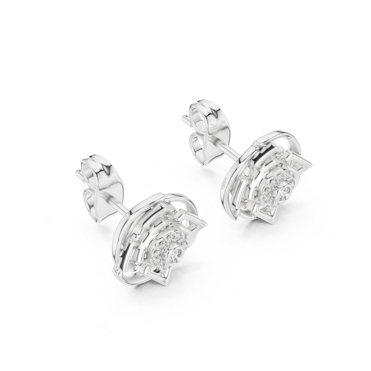 Moissanite Halo Rosette Stud Earrings – 925 Sterling Silver, 18K Gold Vermeil