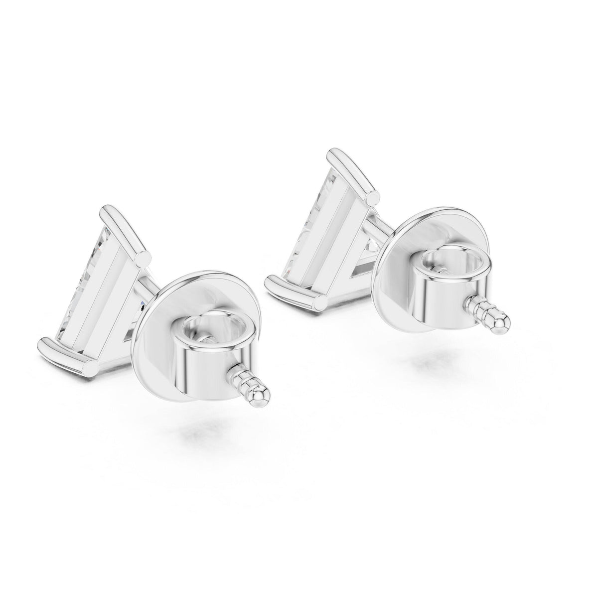 Trillion Moissanite Stud Earrings – 925 Sterling Silver, 18K Gold Vermeil