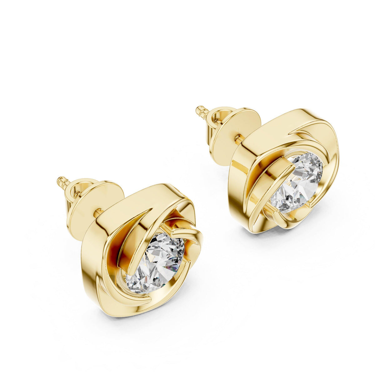 6.3mm Round Moissanite Swirl Cushion Stud Earrings – 925 Sterling Silver, 18K Gold Vermeil