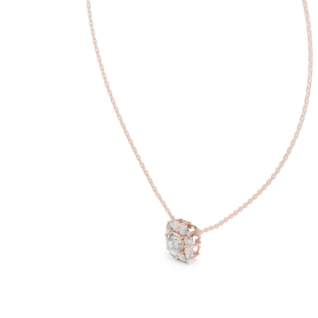 Princess Moissanite Marquise Frame Necklace – 925 Sterling Silver, 18K Gold Vermeil