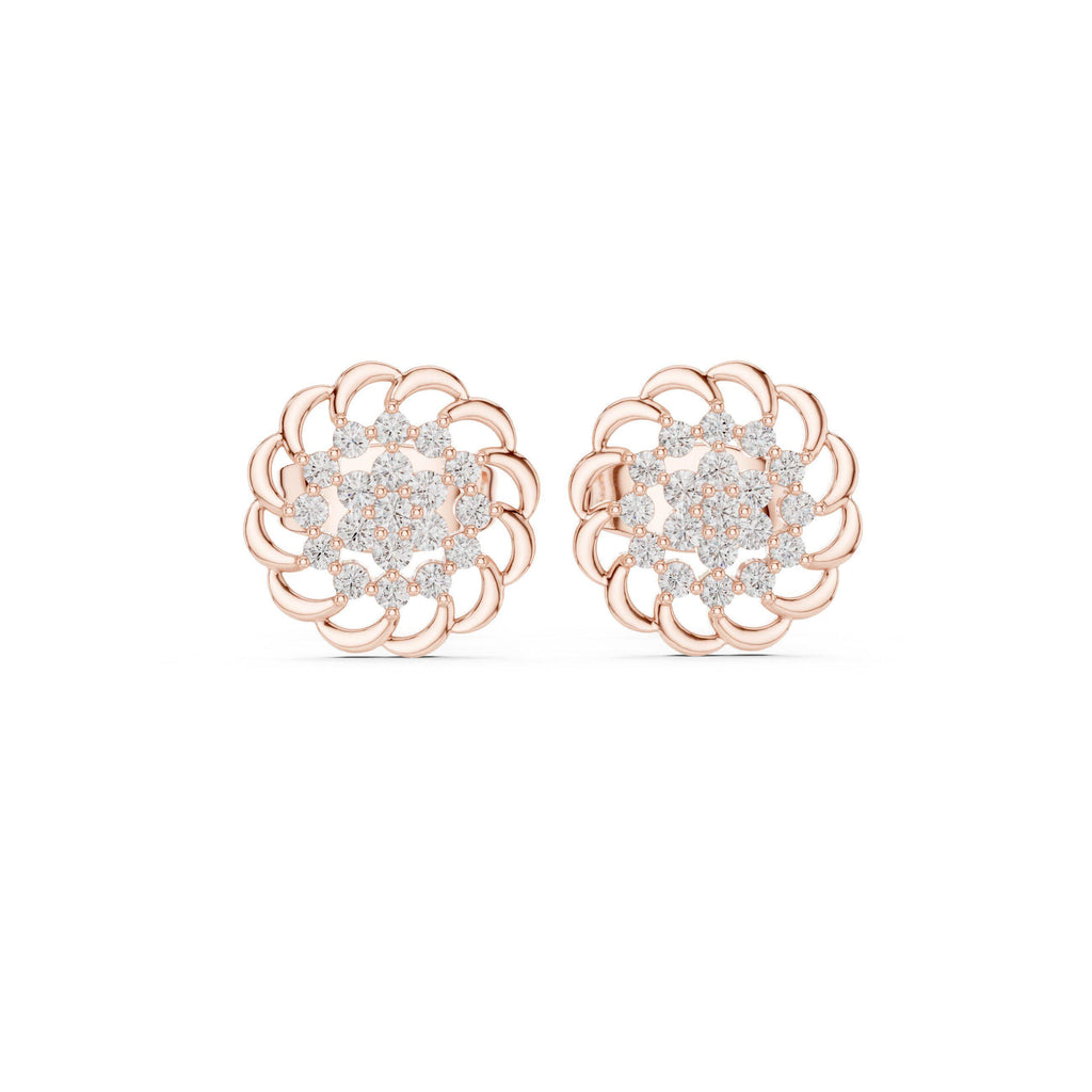 Moissanite Open Petal Medallion Stud Earrings – 925 Sterling Silver, 18K Gold Vermeil