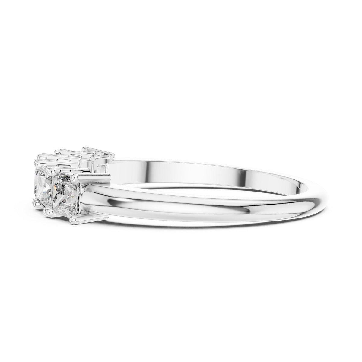 Princess-Cut Moissanite Five-Stone Band – 925 Sterling Silver, 18K Gold Vermeil