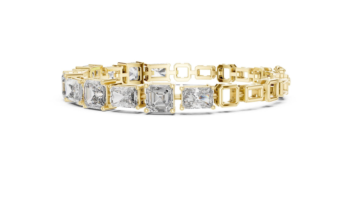 Emerald & Cushion-Cut Moissanite Tennis Bracelet – 925 Sterling Silver, 18K Gold Vermeil