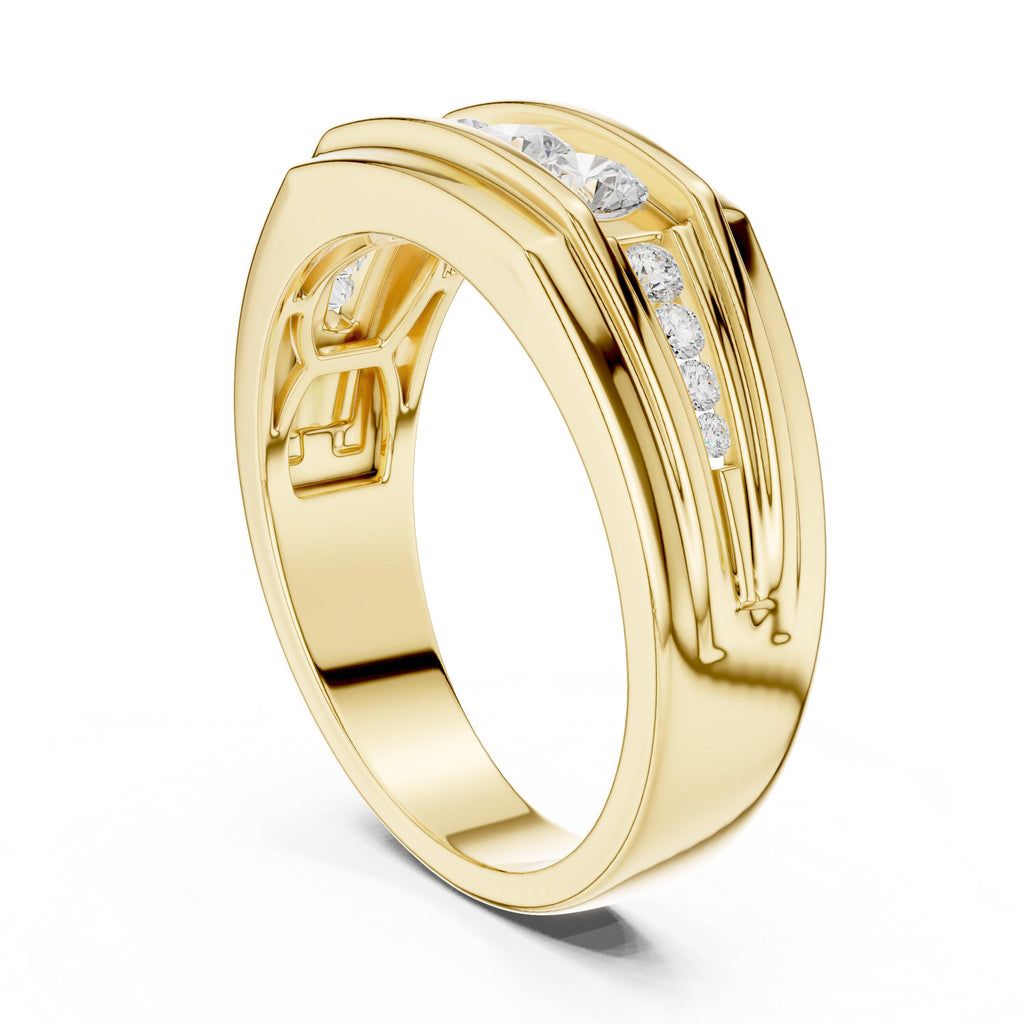 Men's Five-Stone Channel-Set Moissanite Band – 925 Sterling Silver, 18K Gold Vermeil