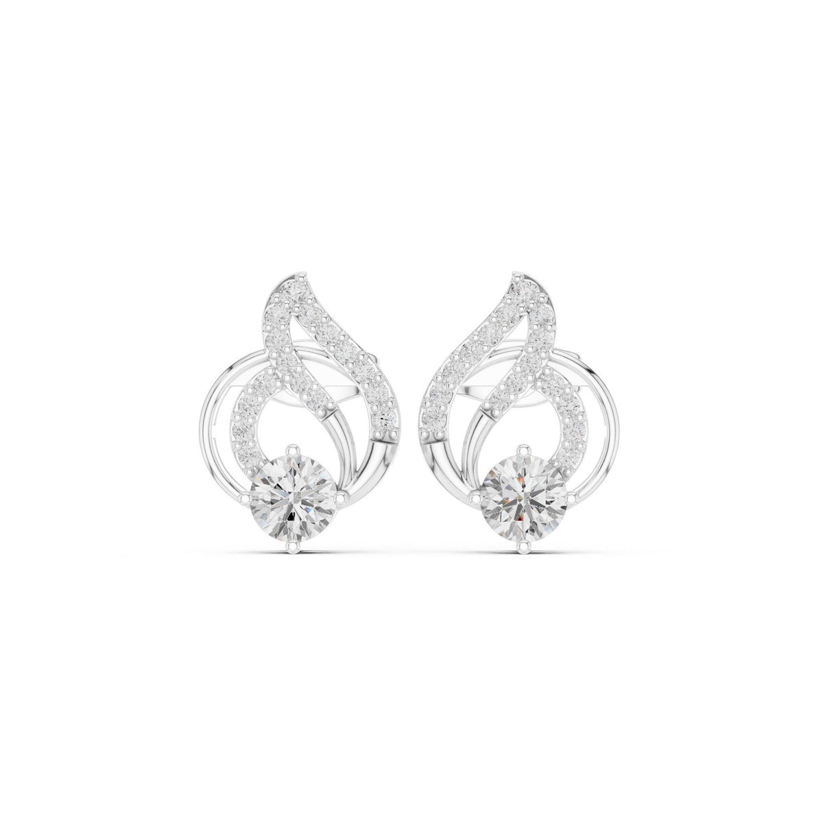 Pear Moissanite Swirl Stud Earrings – 925 Sterling Silver, 18K Gold Vermeil