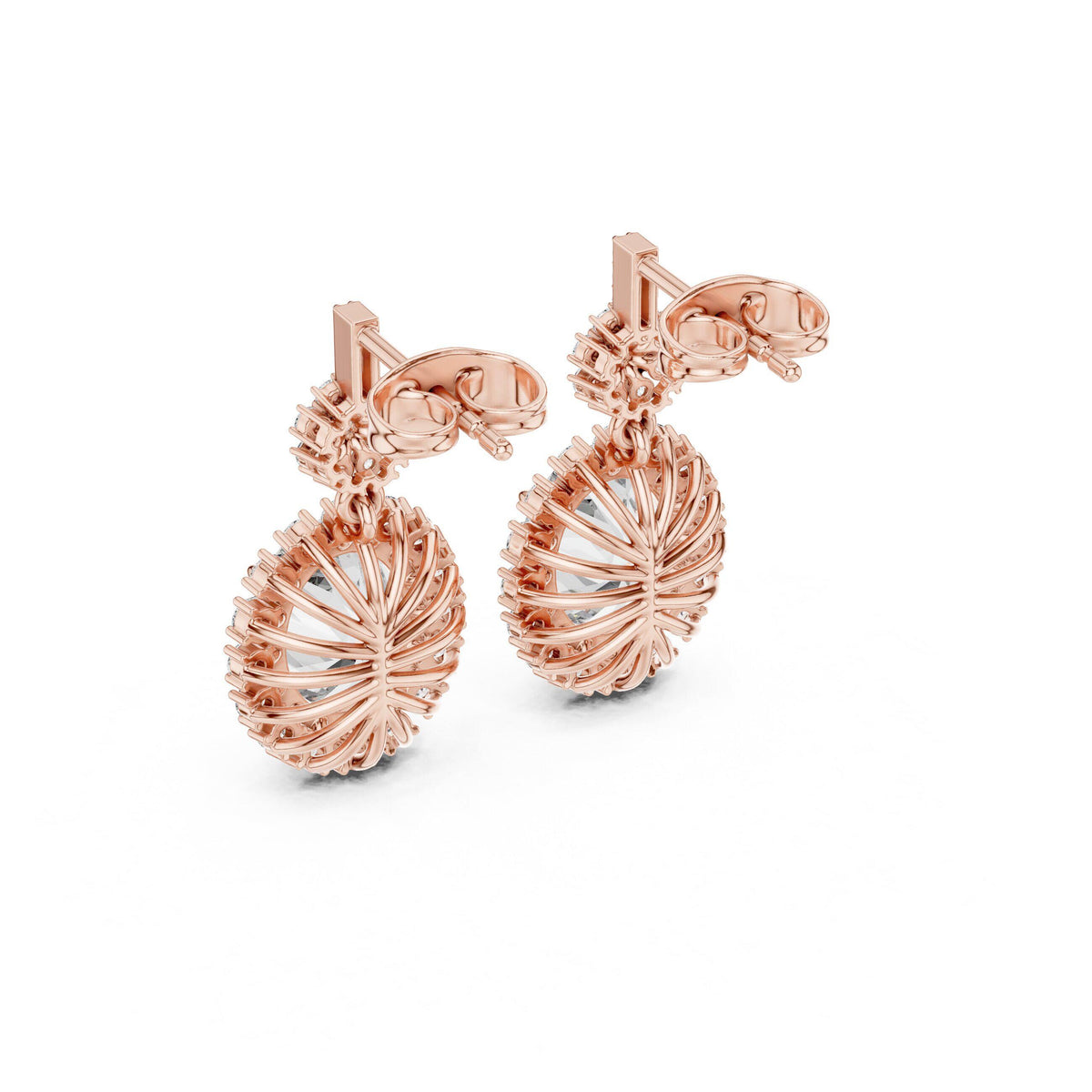 Oval Moissanite Sunburst Halo Drop Earrings – 925 Sterling Silver, 18K Gold Vermeil