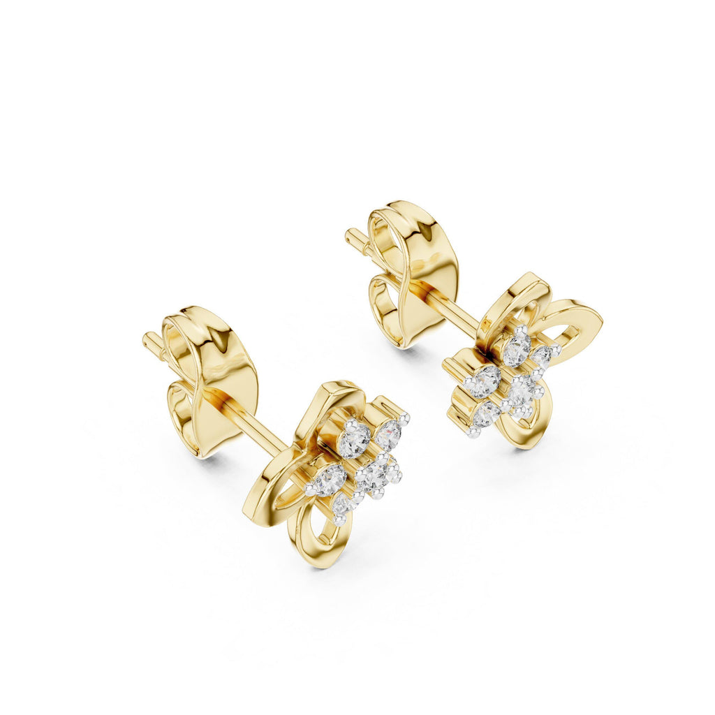 Moissanite Flower Bloom Stud Earrings – 925 Sterling Silver, 18K Gold Vermeil