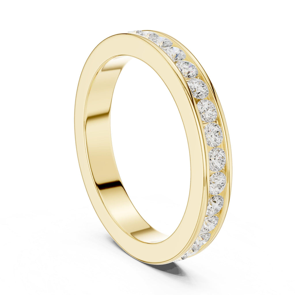 Men's Slim Channel-Set Moissanite Band – 925 Sterling Silver, 18K Gold Vermeil