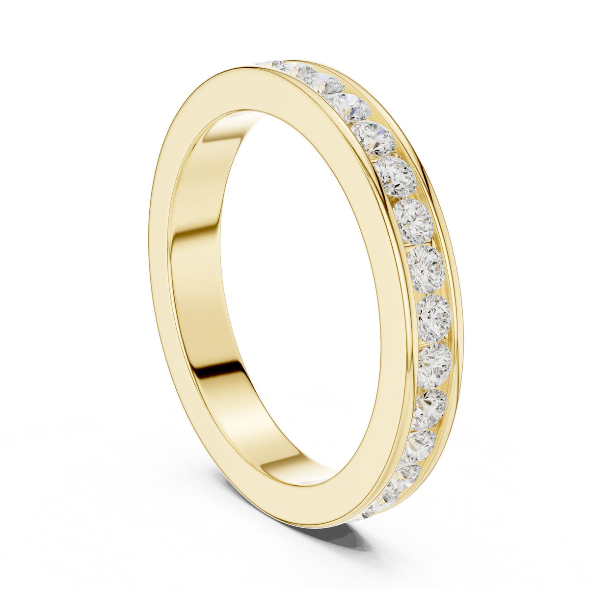 Men's Slim Channel-Set Moissanite Band – 925 Sterling Silver, 18K Gold Vermeil