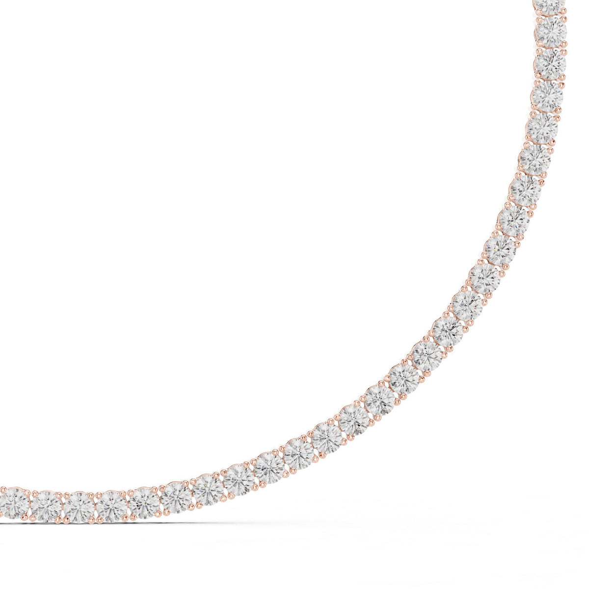 4mm Round Moissanite Tennis Necklace – 925 Sterling Silver, 18K Gold Vermeil