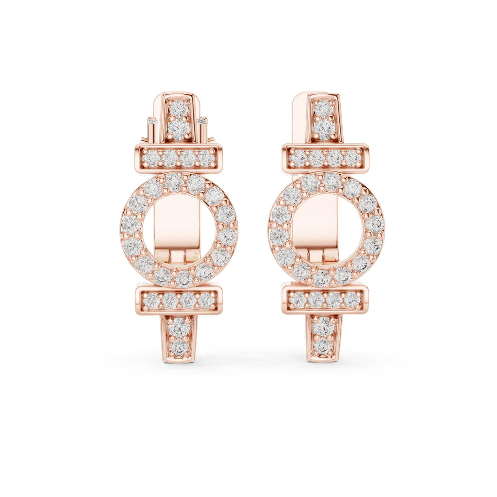 Moissanite Pavé Geometric Circle Earrings – 925 Sterling Silver, 18K Gold Vermeil