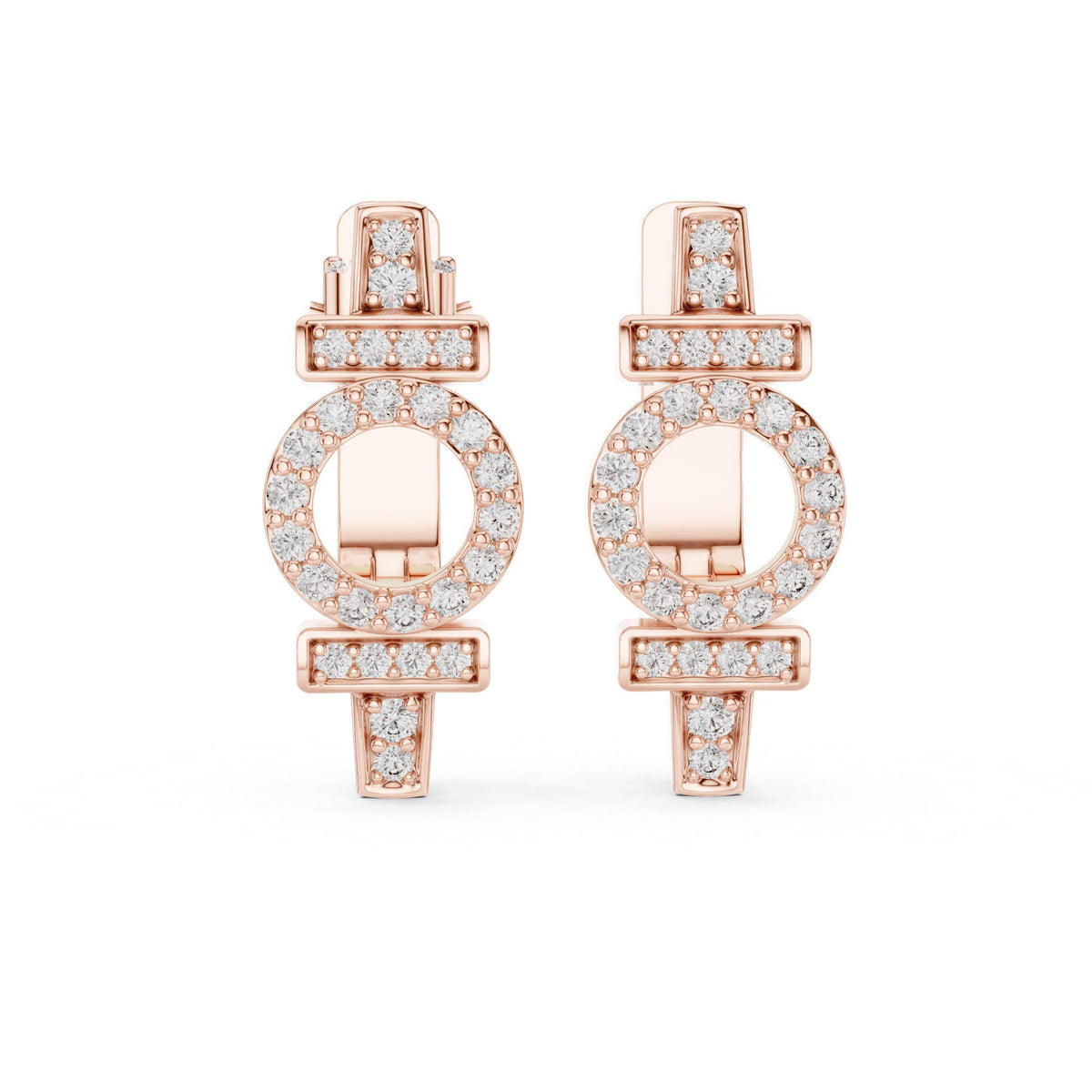 Moissanite Pavé Geometric Circle Earrings – 925 Sterling Silver, 18K Gold Vermeil