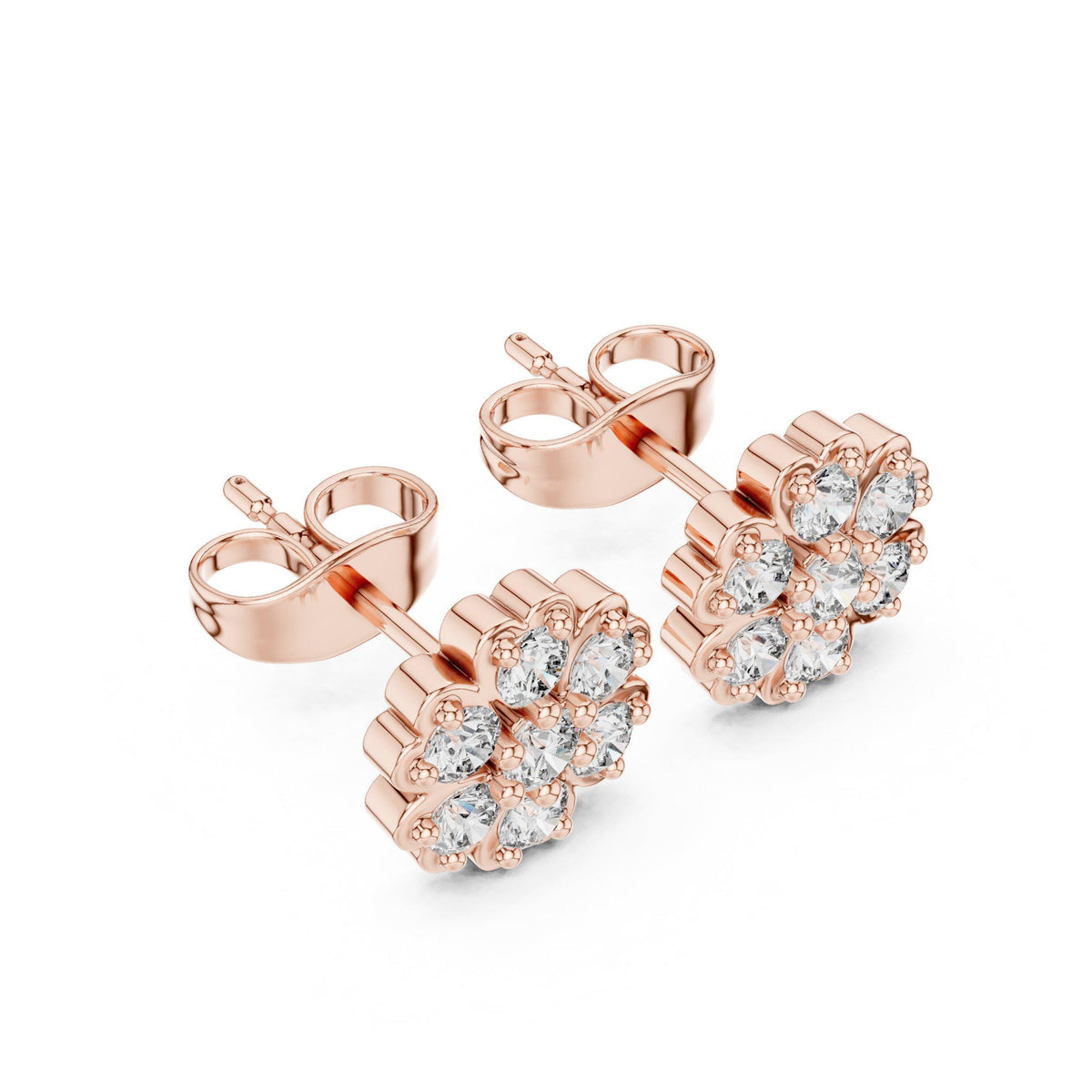 Moissanite Four-Leaf Clover Stud Earrings – 925 Sterling Silver, 18K Gold Vermeil