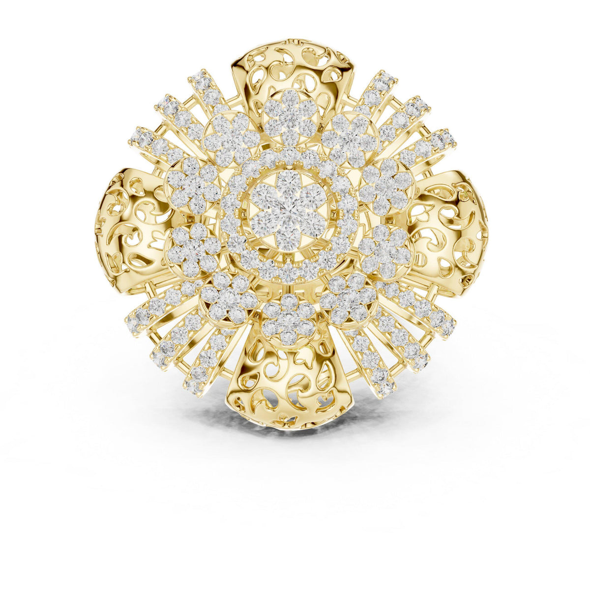 Moissanite Crown Cocktail Ring – 925 Sterling Silver, 18K Gold Vermeil