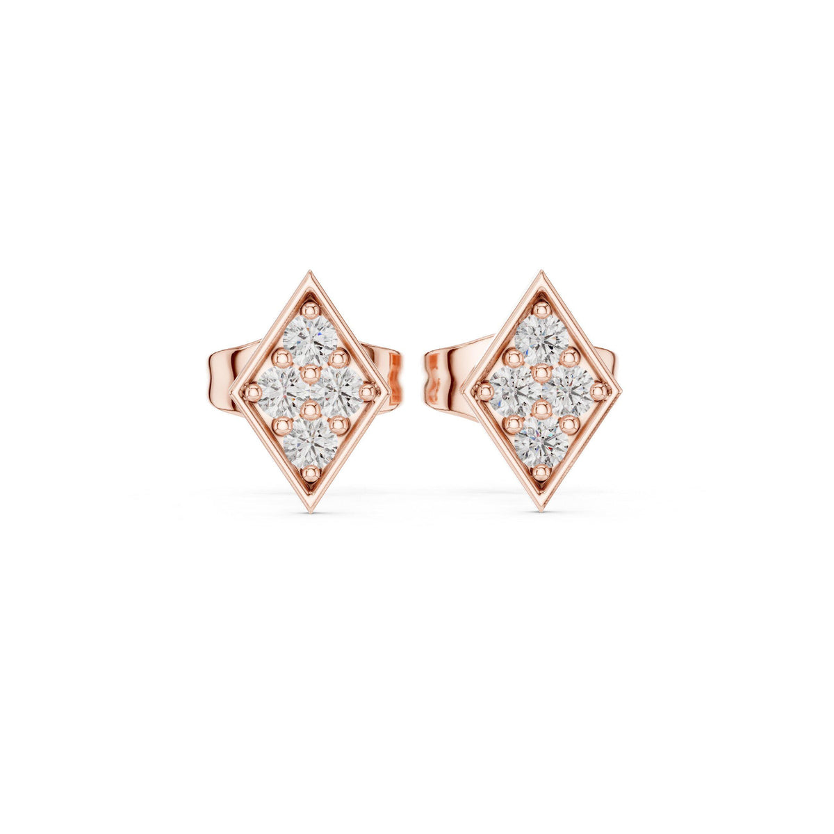 Moissanite Pavé Diamond-Shape Stud Earrings – 925 Sterling Silver, 18K Gold Vermeil