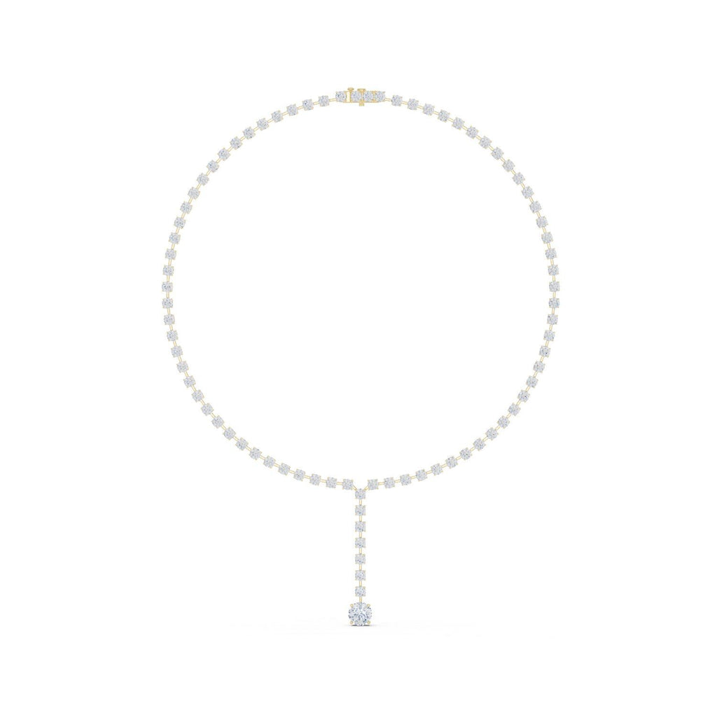 Round Moissanite Lariat Tennis Necklace – 925 Sterling Silver, 18K Gold Vermeil