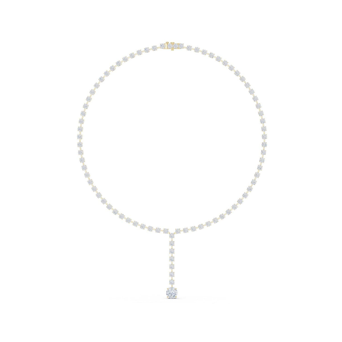 Round Moissanite Lariat Tennis Necklace – 925 Sterling Silver, 18K Gold Vermeil